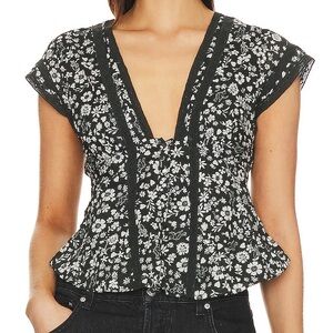 Black Floral Women's Top